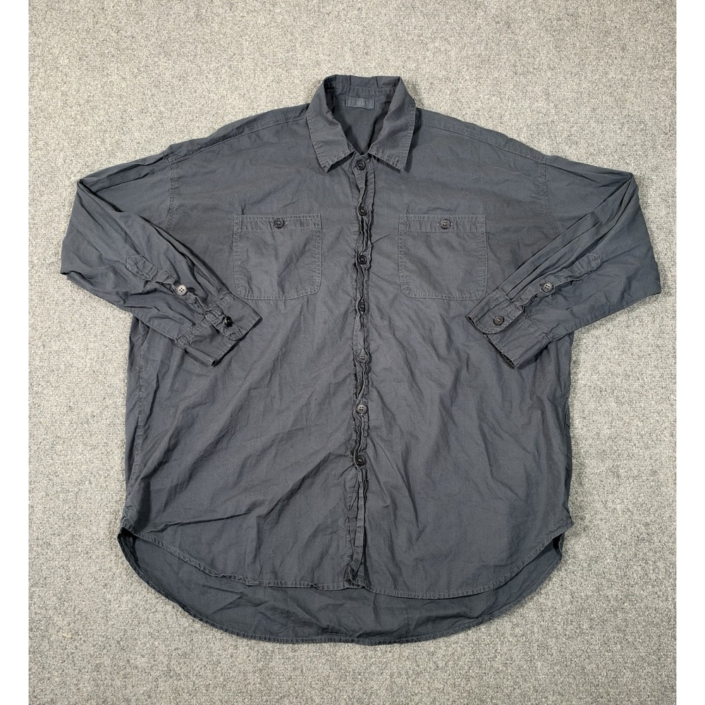 CP Shades Button Down Shirt Womens Small Black Oversized Cotton Long Sleeve